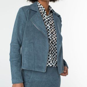 NWT Liverpool Faux Suede Moto Blazer In Slate Blue